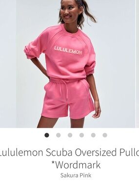 Lululemon Scuba Oversized Pullover Crew Sweatshirt *Wordmark Sakura Pink Sz XS/S